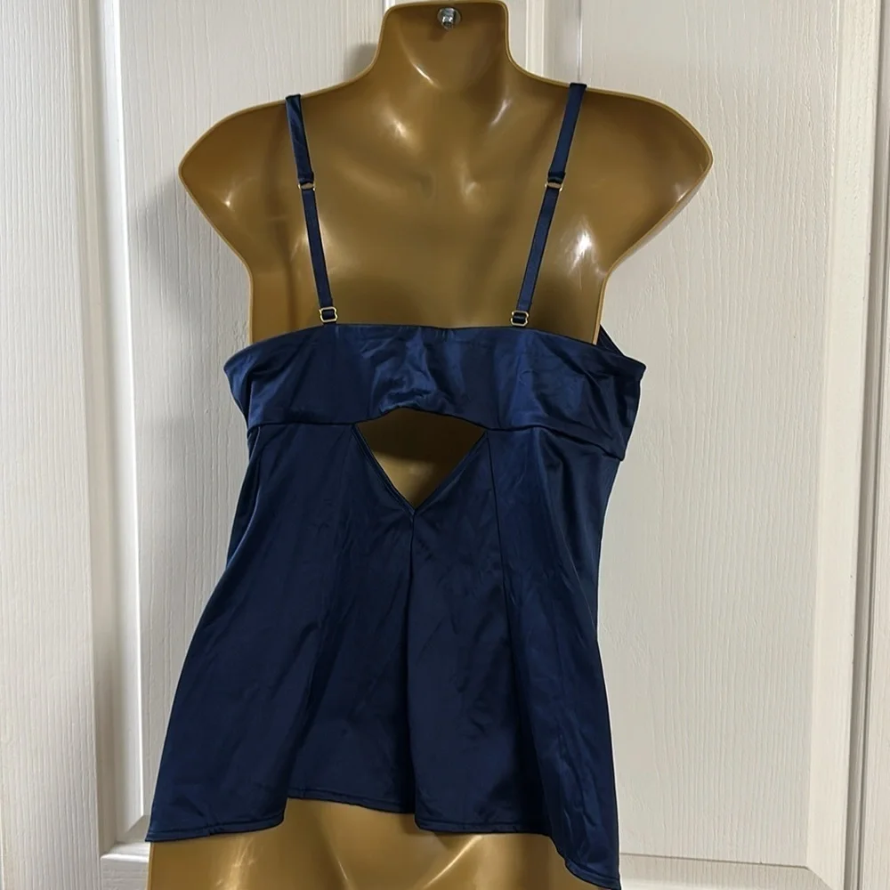 NWT SOMA Luxe Knit Stretch Satin Cami Nightfall Navy Sz Large